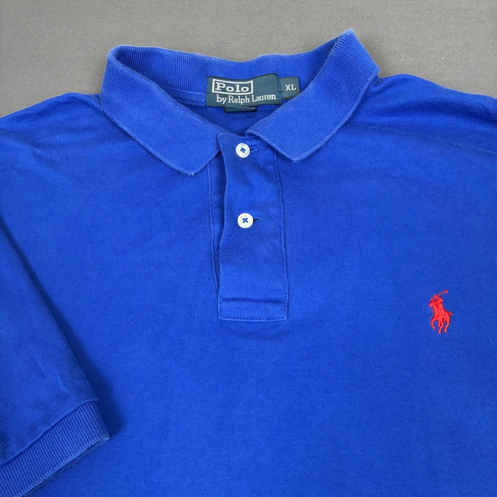 Polo Ralph Lauren Blue Short Sleeve Polo Shirt Men's Size XL Red Pony